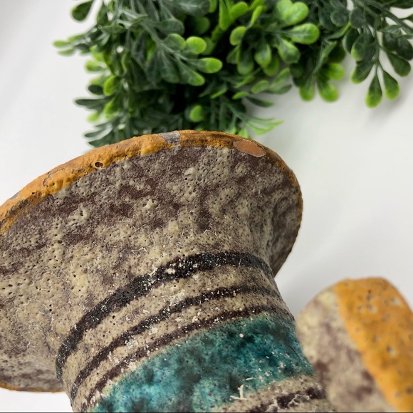 Vintage Italian Lava Glaze Geometric Print Ceramic Clay Pottery Vase MCM Italy - Picture 7 of 12